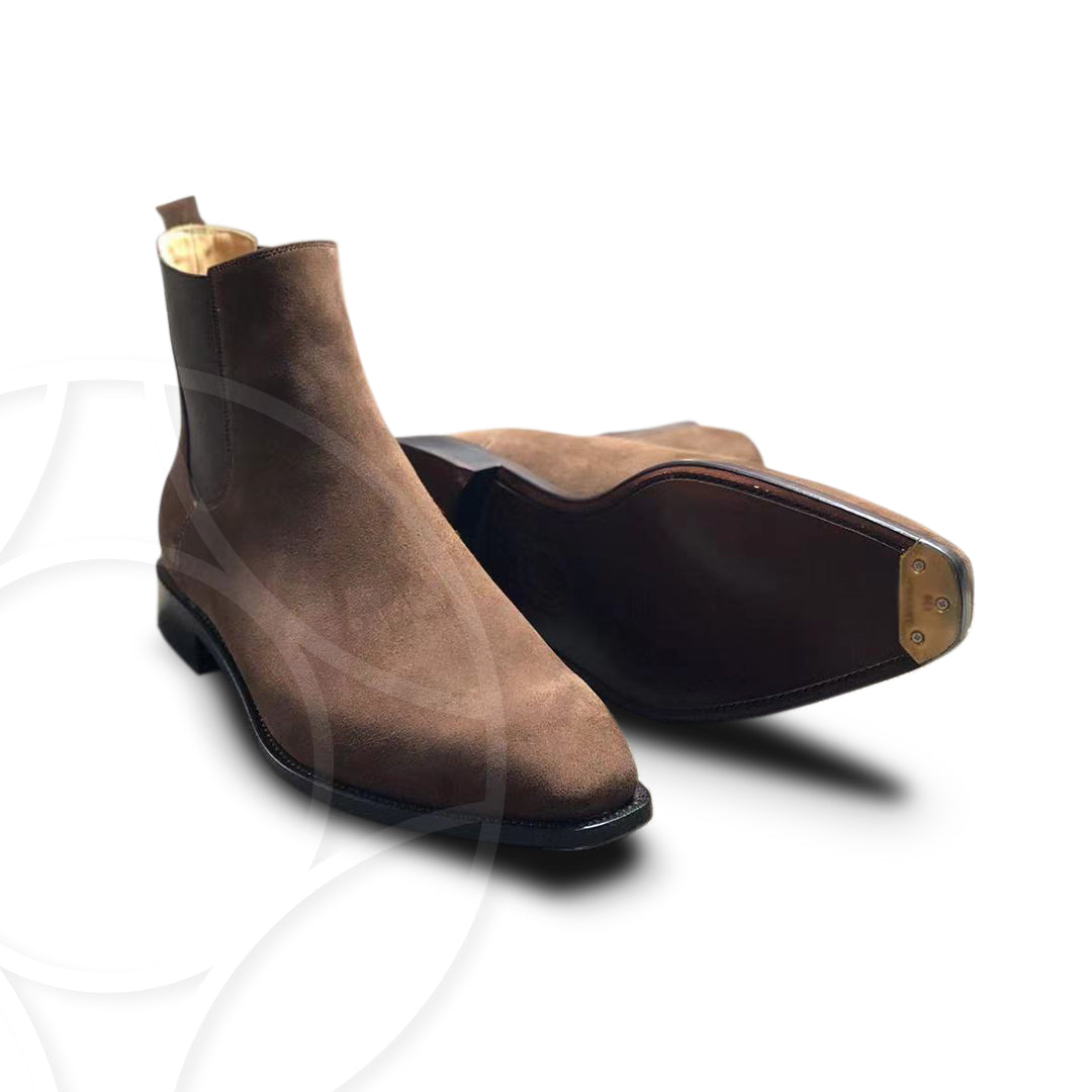 BENJAMIN Premium Suede Chelsea Boots, Crafted in Hand Patina Leather